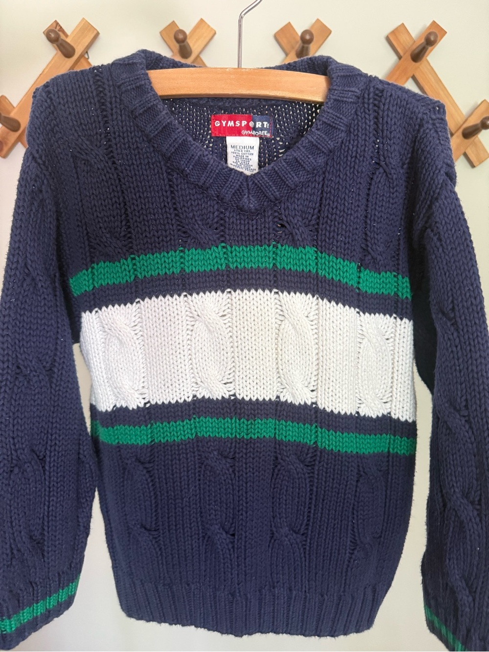 Vintage Gymboree Navy Cable-Knit V-Neck Sweater - Picture 2 of 4
